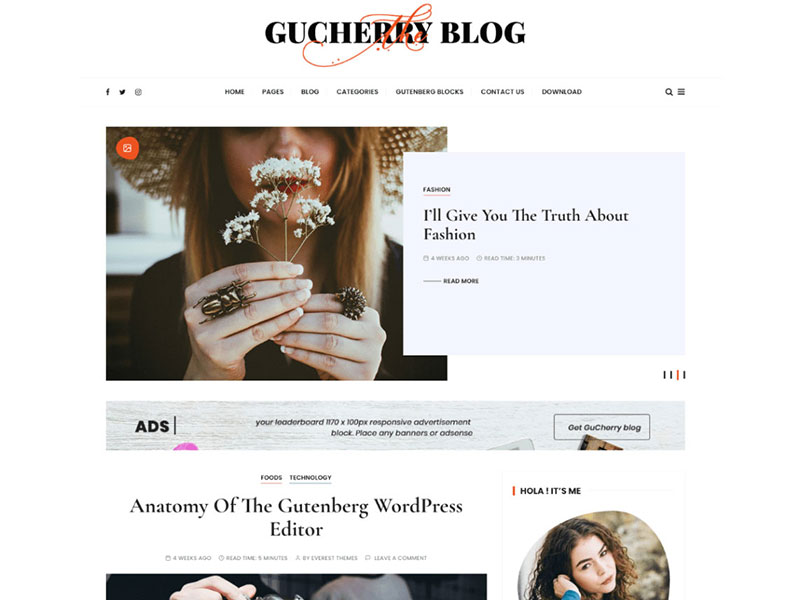 GuCherry - Blog WordPress Theme